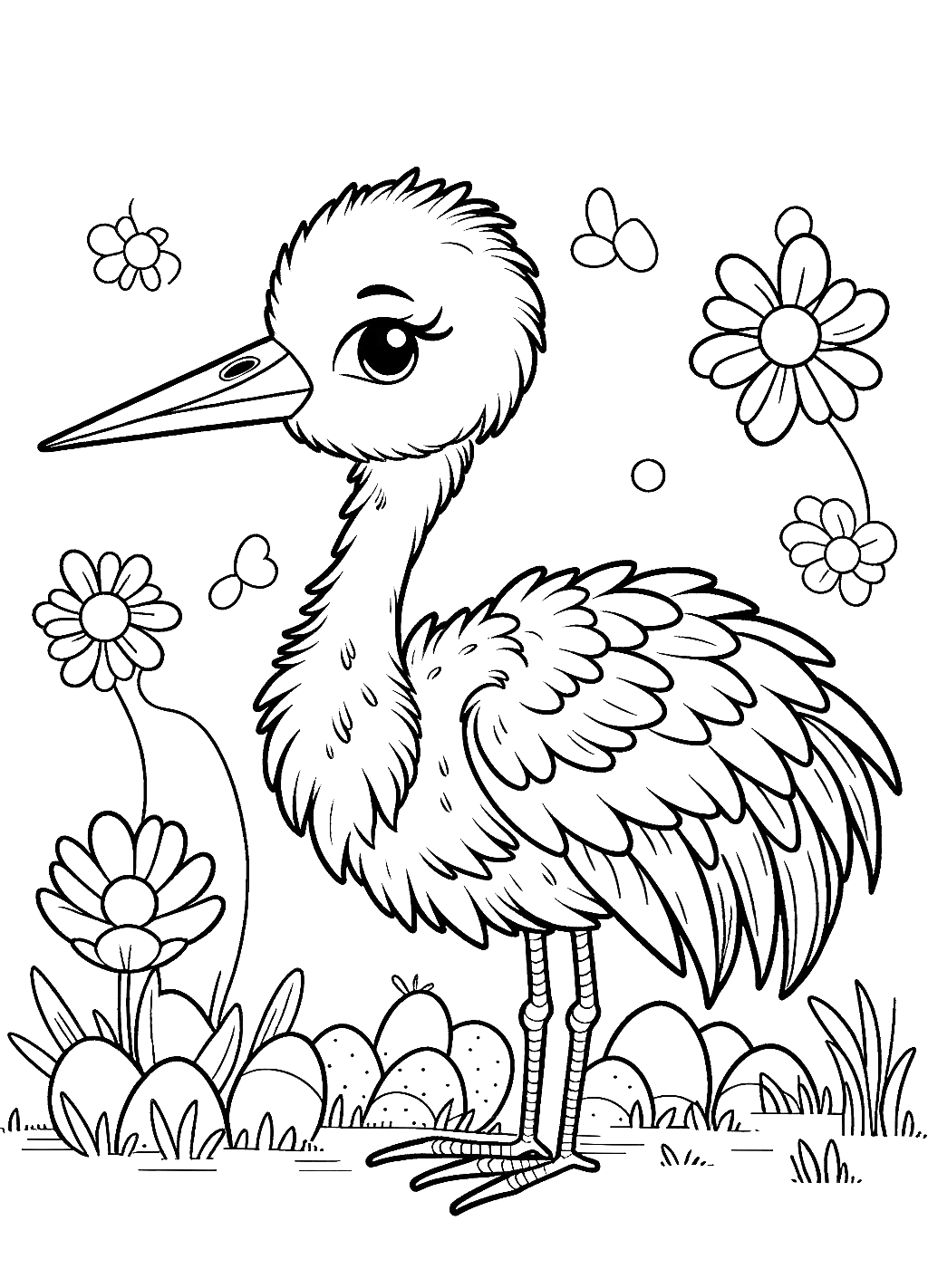 baby crane coloring page