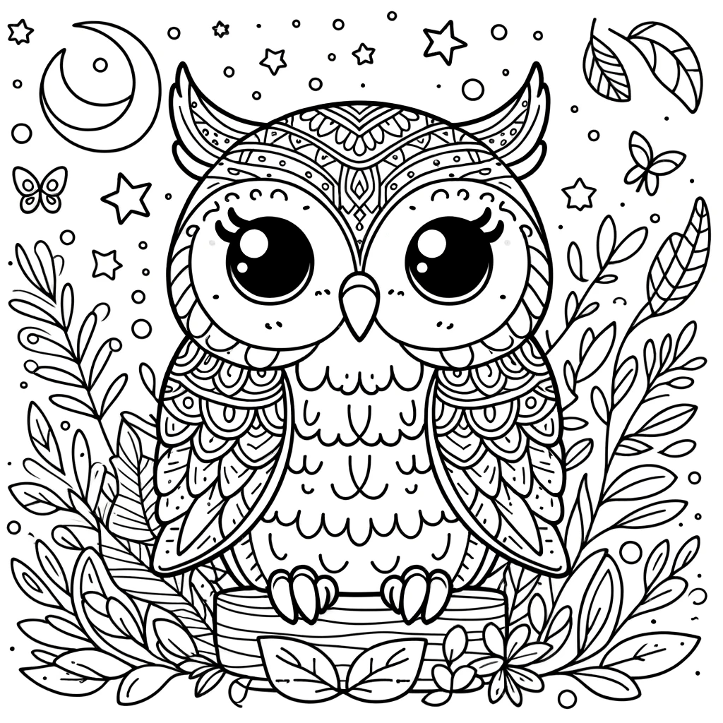 owl colouring pages