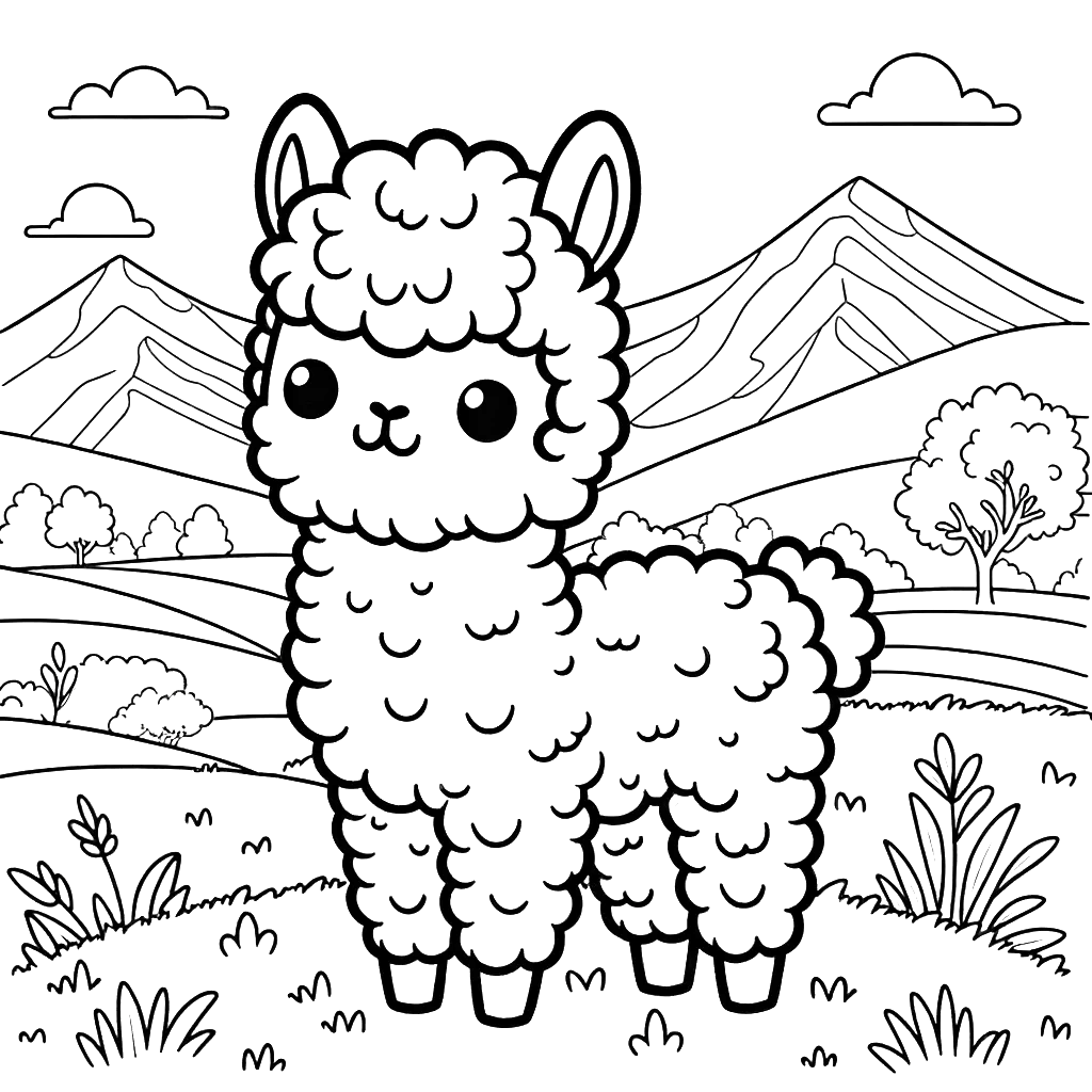 alpaca llama free coloring pages