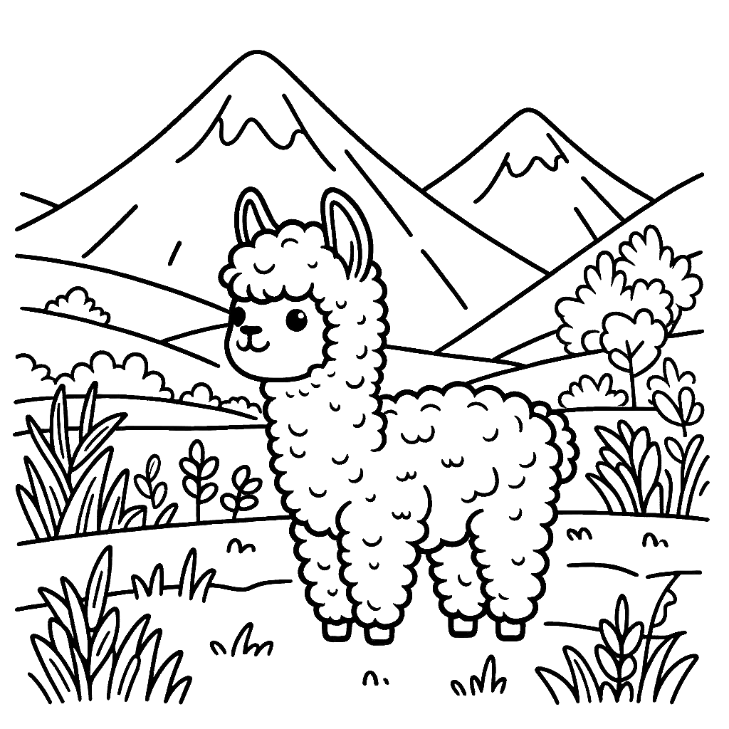 alpaca llama free coloring pages