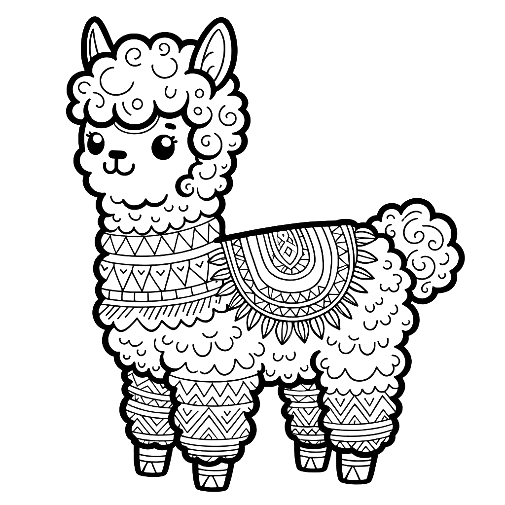 alpaca llama coloring pages