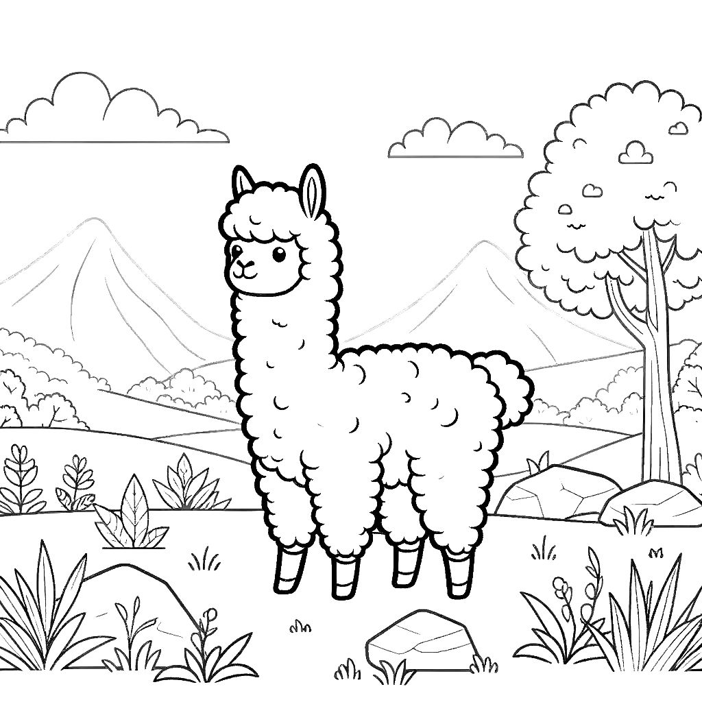 alpaca llama coloring pages