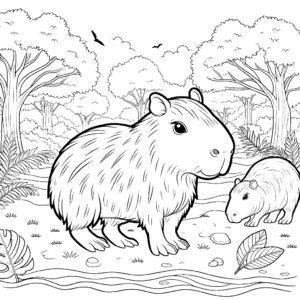 capybara coloring pages capybara animal coloring pages free coloring pages