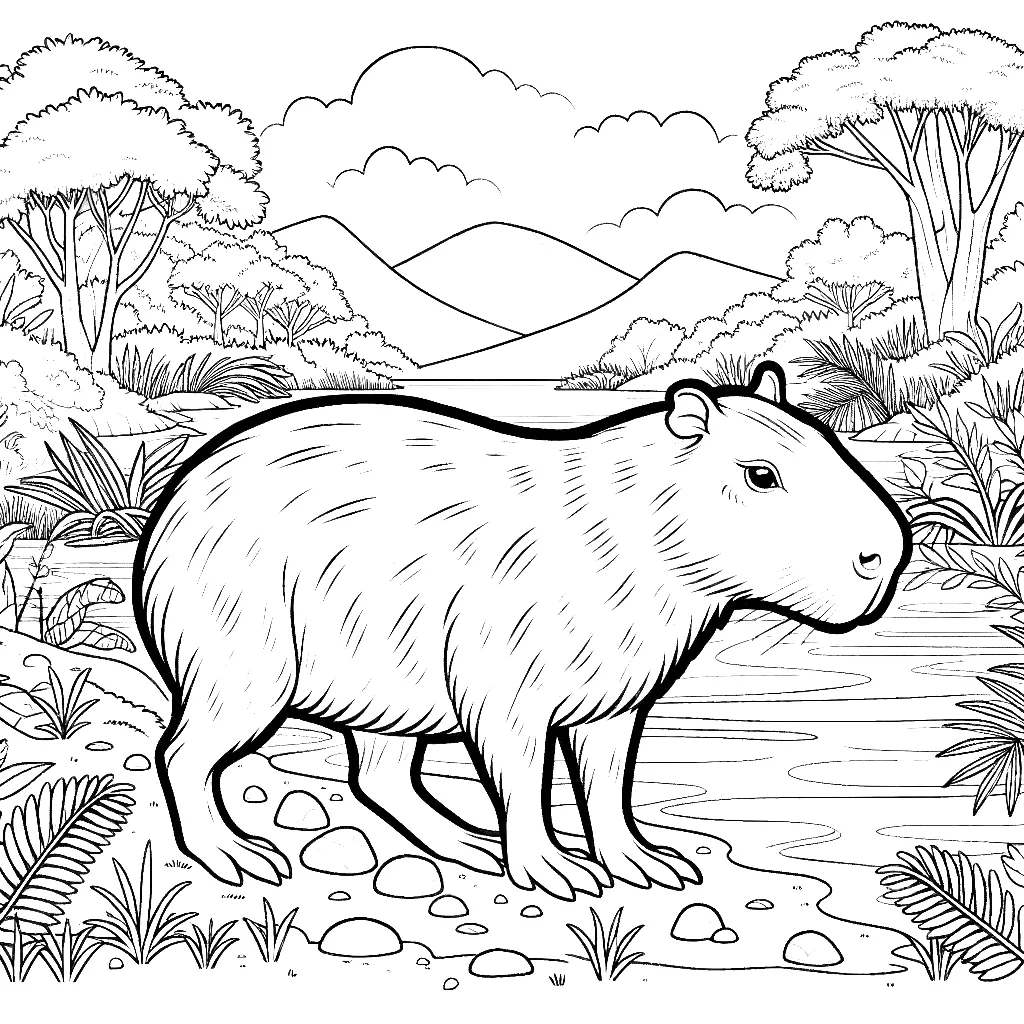 capybara coloring pages capybara animal coloring pages free coloring pages