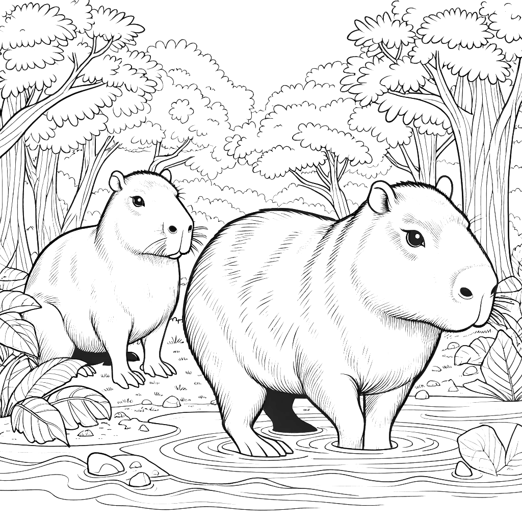 capybara coloring pages capybara animal coloring pages free coloring pages