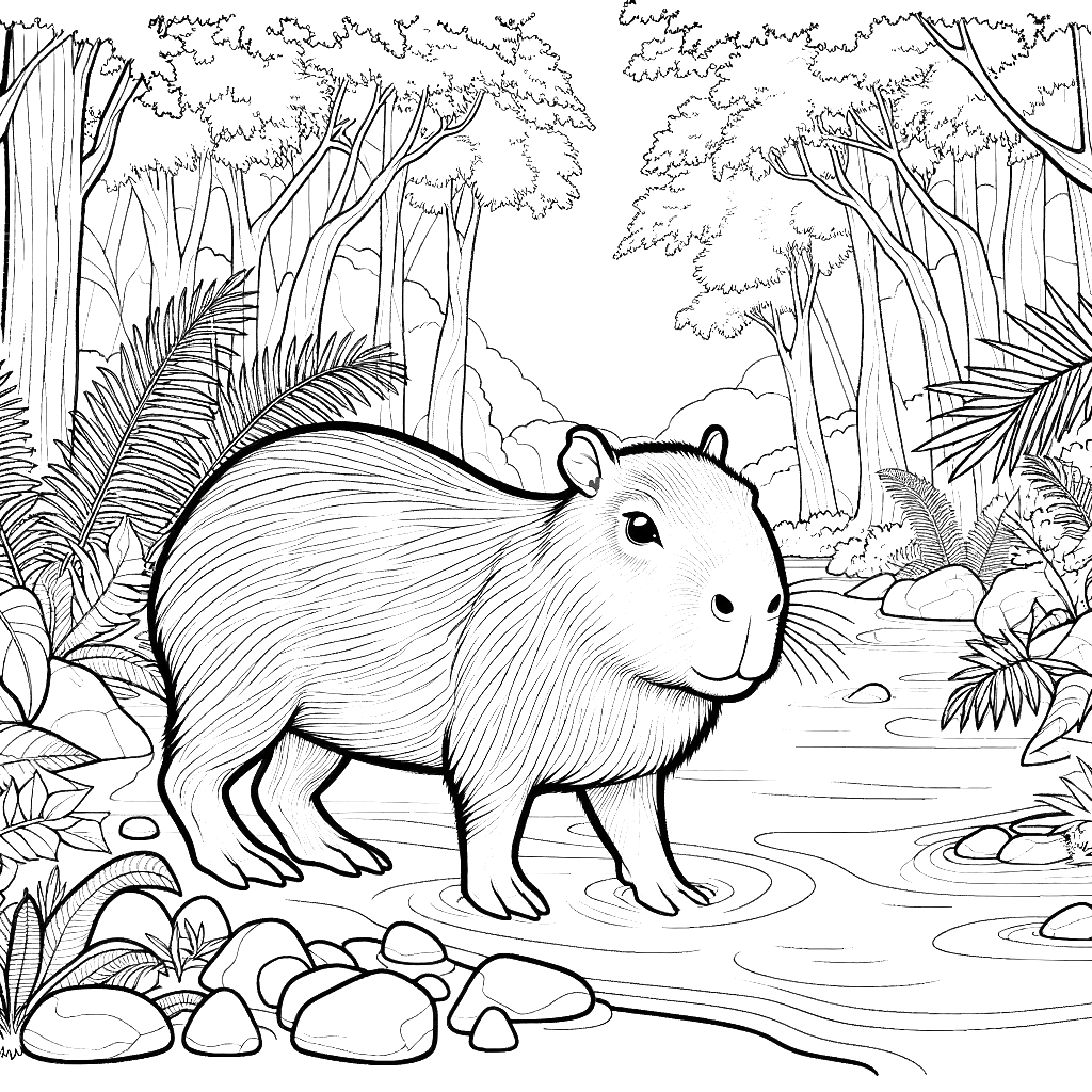 capybara coloring pages capybara animal coloring pages free coloring pages