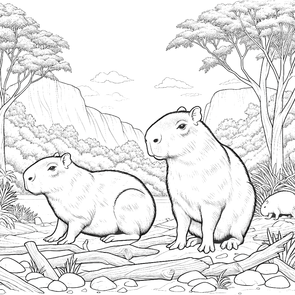 capybara coloring pages capybara animal coloring pages free coloring pages