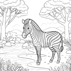 a zebra standing in a river