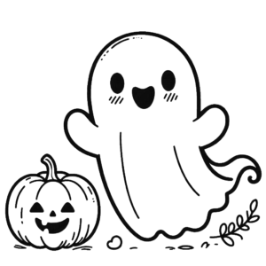 Halloween-cute-Ghost-Jack-O-Lantern-Pumpkin-Halloween-coloring pages