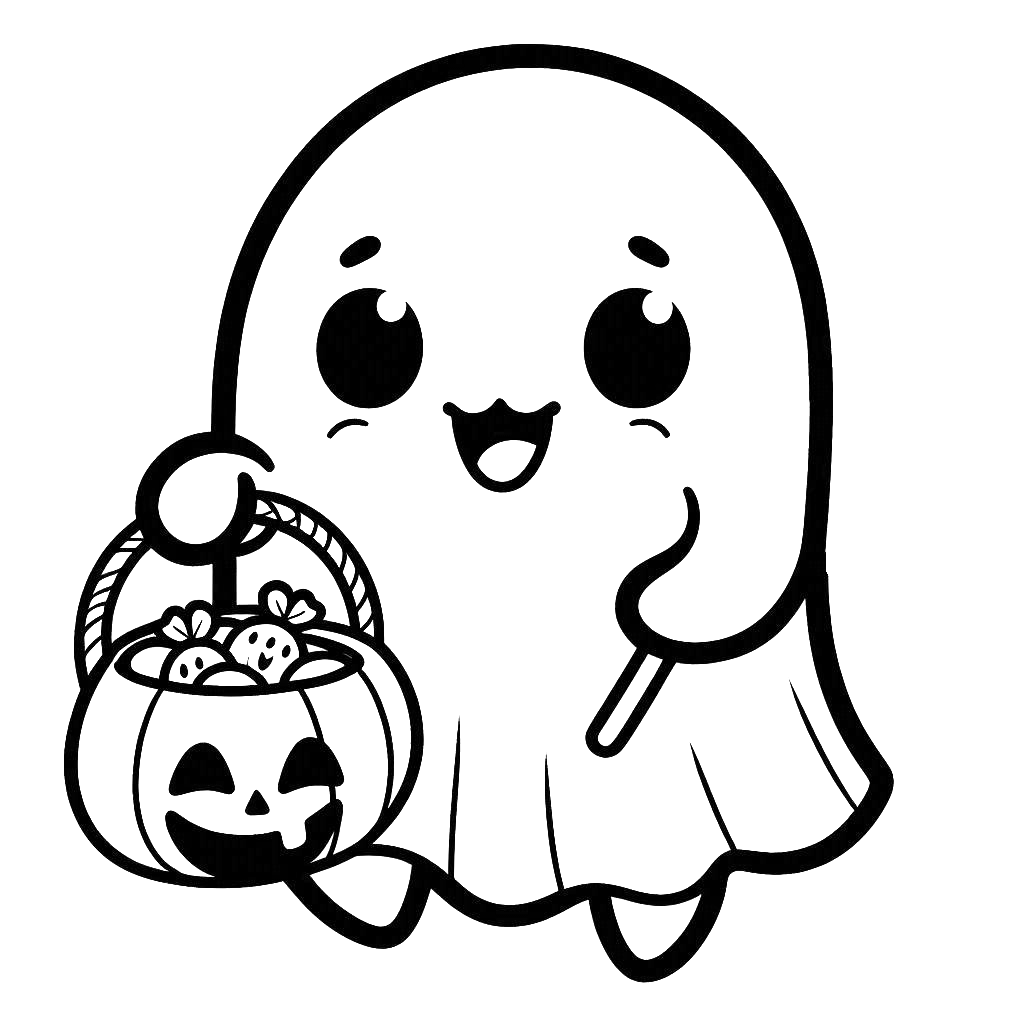 Halloween-cute-ghost-Jack-O-Lantern-Pumpkin-Halloween-coloring page