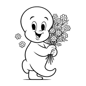 casper-the-ghost-flowers-halloween coloring-pages