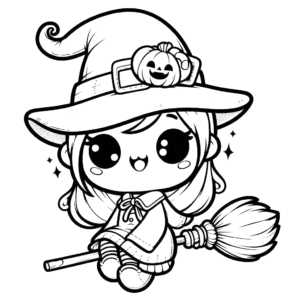 cute-halloween-witch-on-broom-with-hat-halloween-coloring-pages