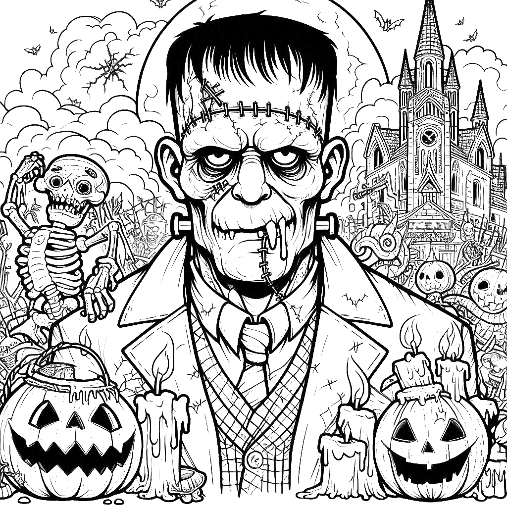 frankenstein-monster-jack-o-lantern-pumpkin-haunted-house-halloween-coloring-pages