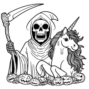 grim-reaper-unicorn-halloween-coloring-pages