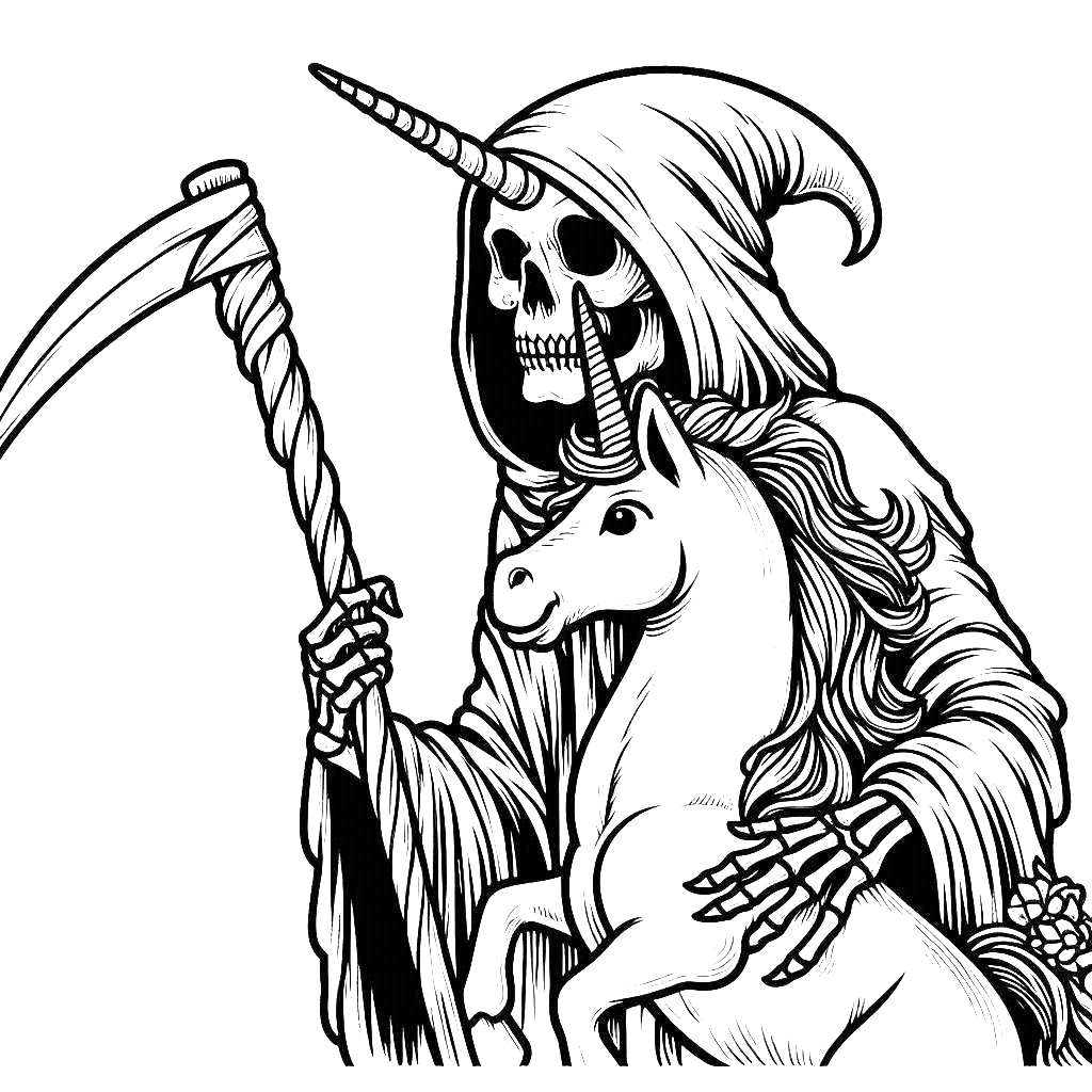 grim-reaper-unicorn-horn-halloween-coloring-pages