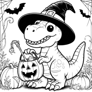 halloween-cute-dinosaur-trex-bats-jack-o-lantern-halloween-coloring-pages