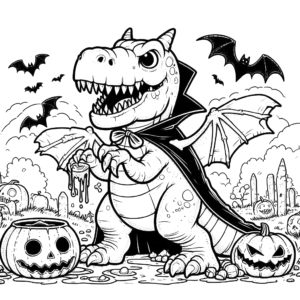 halloween-dinosaur-dracula-trex-bats-jack-o-lantern-moon-halloween-coloring-pages