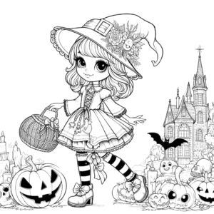 halloween-witch-bats-hat-jack-o-lantern-pumpkin-haunted-house-halloween-coloring-pages