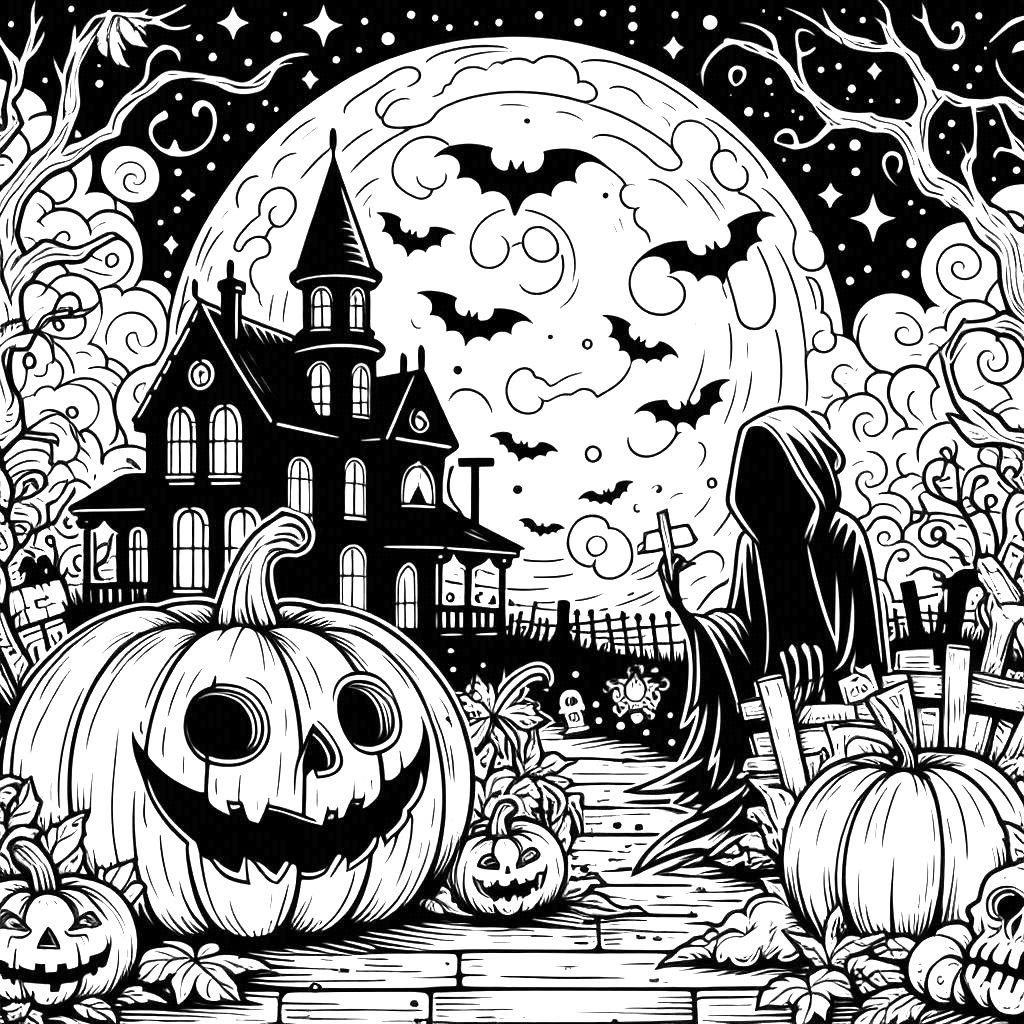 haunted-house-jack-o-lantern-pumpkin-moon-halloween-coloring-pages