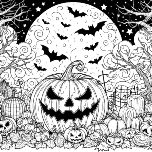 jack-o-lantern-pumpkin-moonlight-bats-trees-halloween-coloring-pages