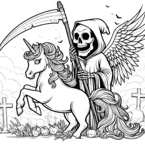 Grim-reaper-with-wings-unicorn-halloween-coloring-pages