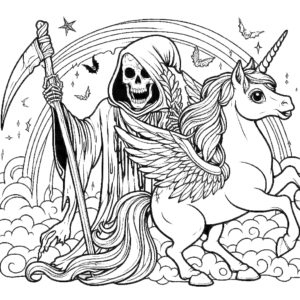 scary-rim-reaper-with-wings-unicorn-halloween-coloring-pages