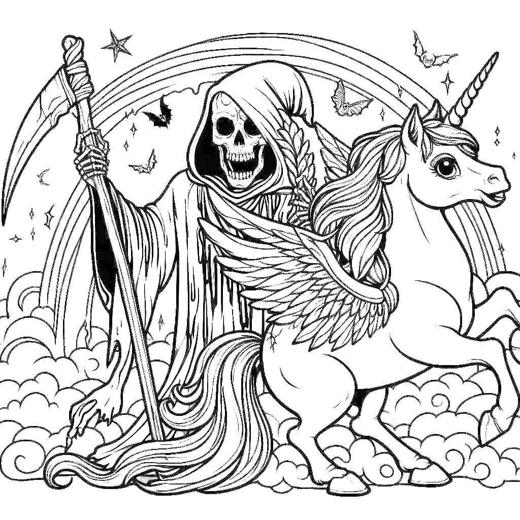 scary-rim-reaper-with-wings-unicorn-halloween-coloring-pages