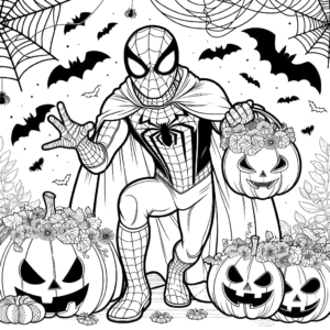 spiderman-cape-jack-o-lantern-pumpkin-web-halloween-coloring-pages