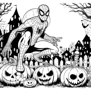 spiderman-jack-o-lantern-pumpkin-halloween-coloring pages