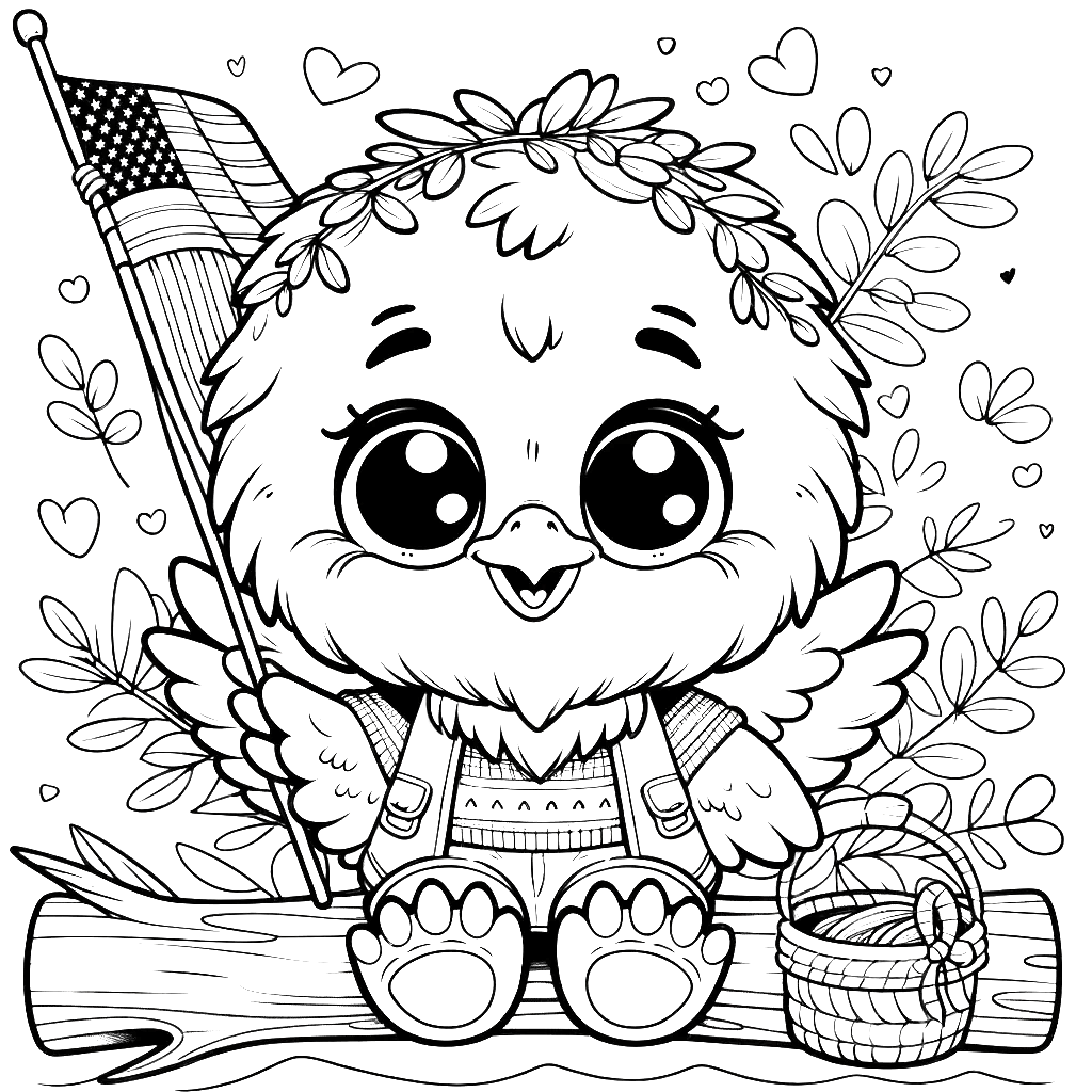 baby-bald-eagle-american-flag-coloring-pages