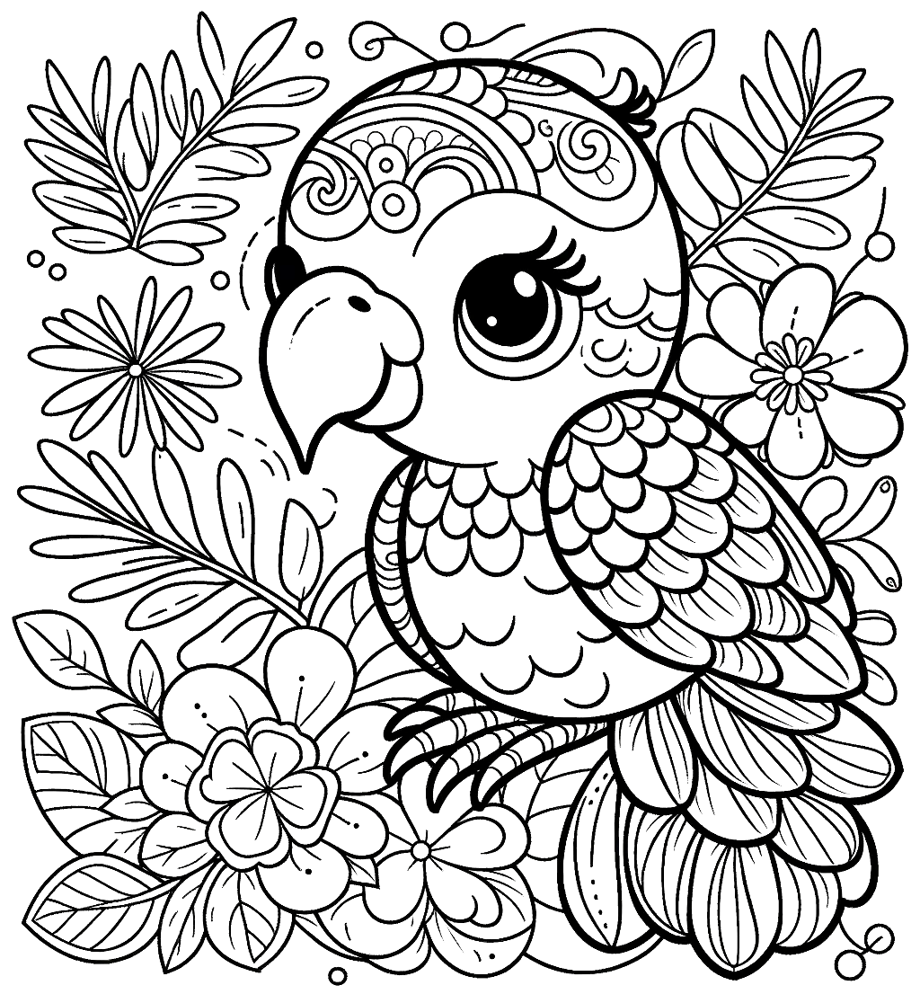 baby-parrot-coloring-page