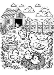 chicken-farm-coloring-page