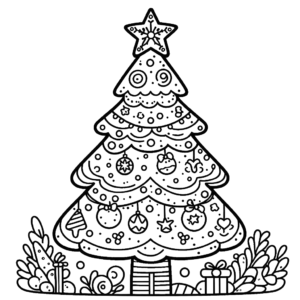 christmas tree with star coloring page