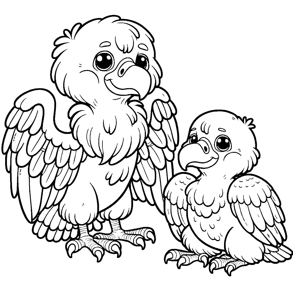 condor-mom-baby-coloring-pages