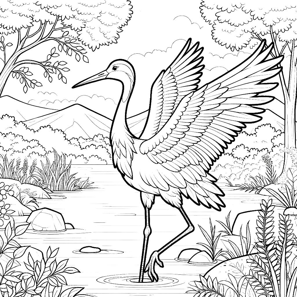 crane-wings-coloring-page