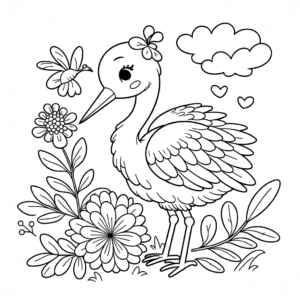 cute-crane-coloring-pages