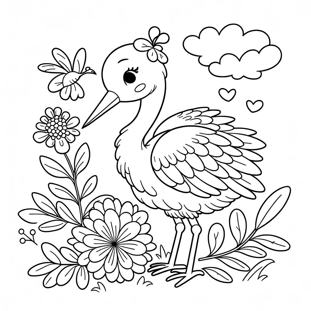 cute-crane-coloring-pages