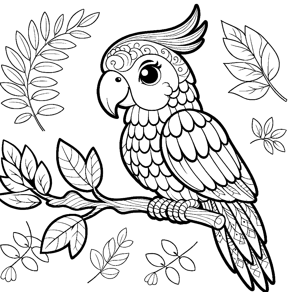 cute-parrot-crest-coloring-page