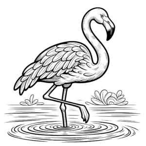 flamingo-in-water-coloring-page