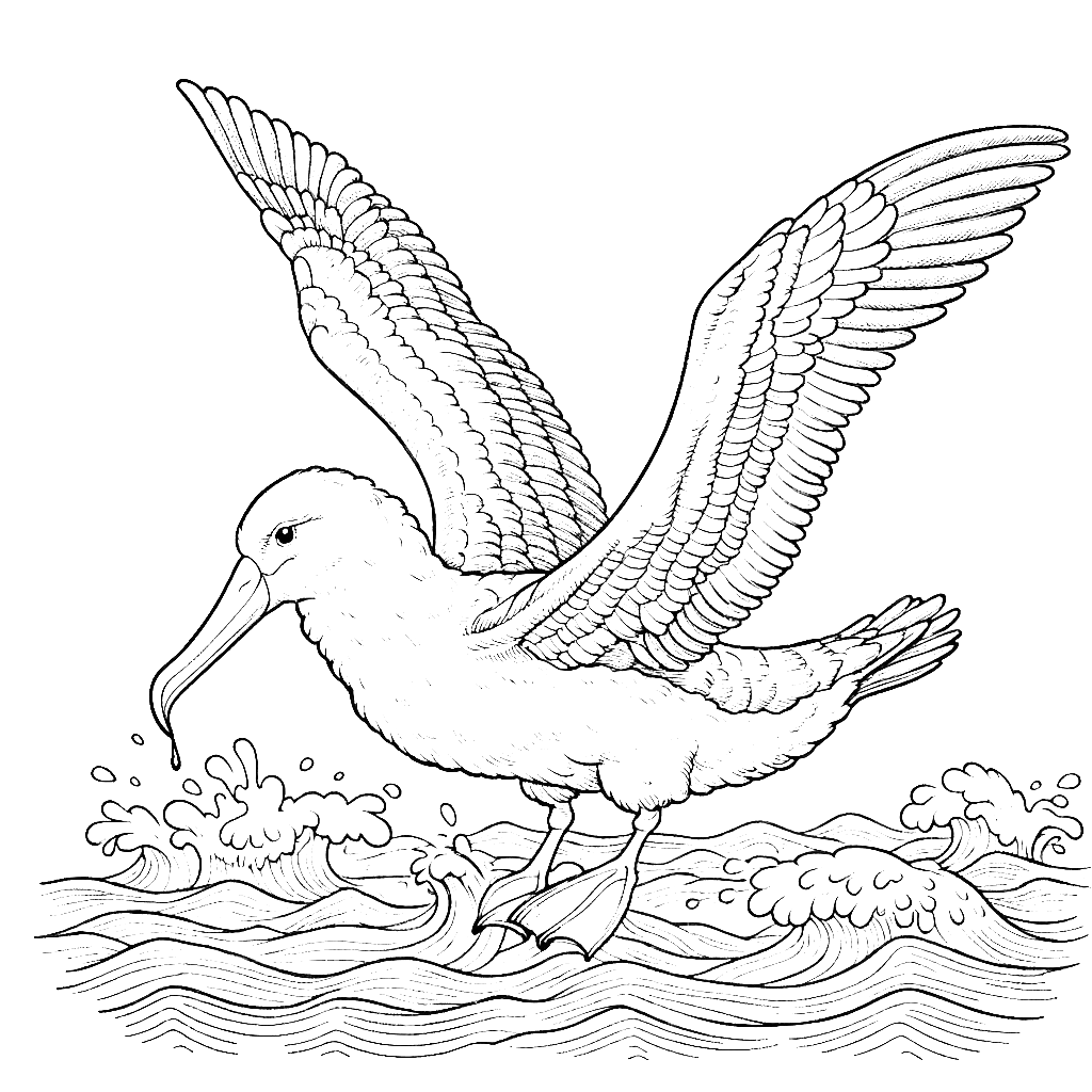 flying-albatross-bird-waves-coloring-pages