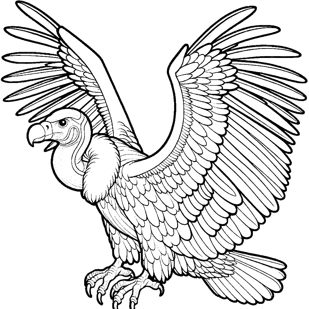 flying-condor-vulture-bird-coloring-page