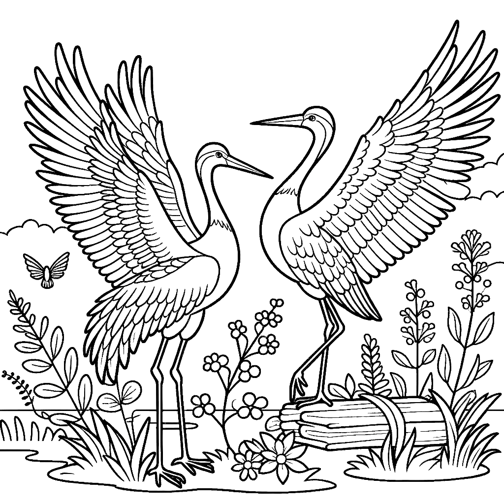 flying-crane-birds-coloring-page