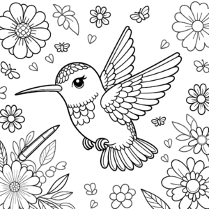 flying-hummingbird-flowers-coloring-pages