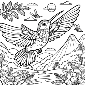 hummingbird-flying-mountain-coloring-page