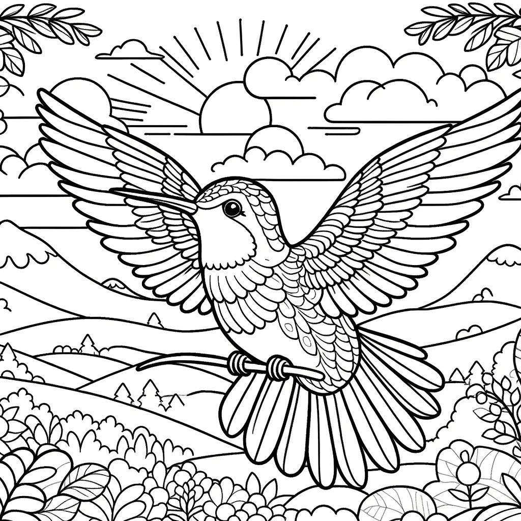 hummingbird-sunrise-coloring-page