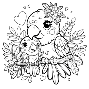 macaw-mom-baby-coloring-page