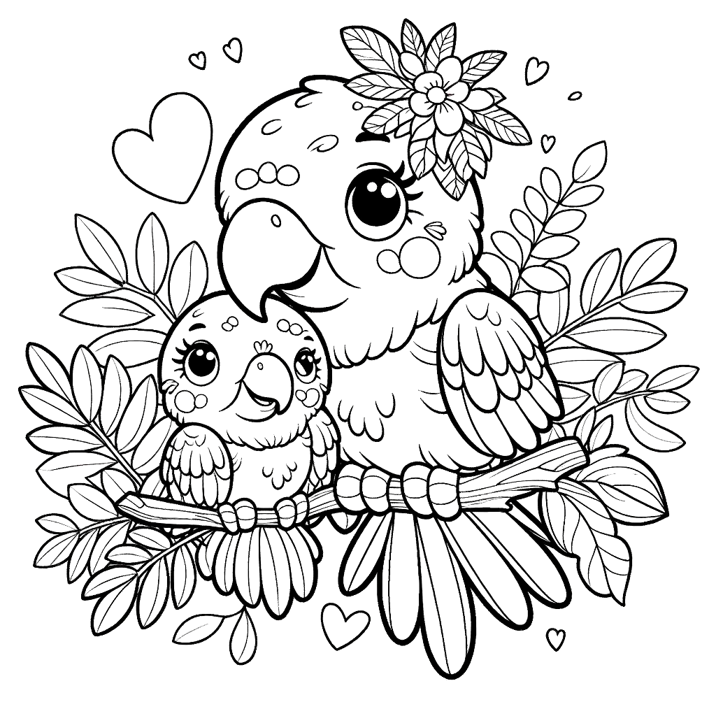 macaw-mom-baby-coloring-page