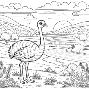 ostrich-sunrise-coloring-page