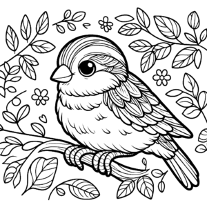 sparrow-on-twig-coloring-page