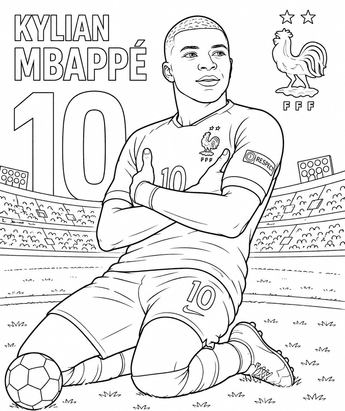 Kylian Mbappé coloring page